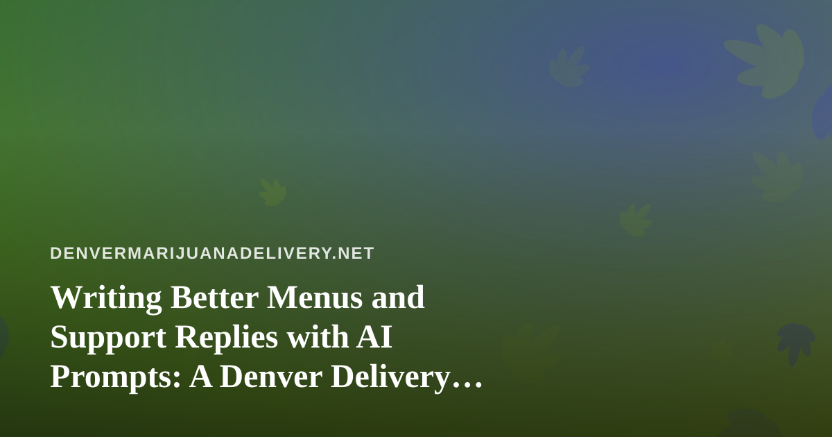 Writing Better Menus and Support Replies with AI Prompts: A Denver Delivery Operator’s Guide
